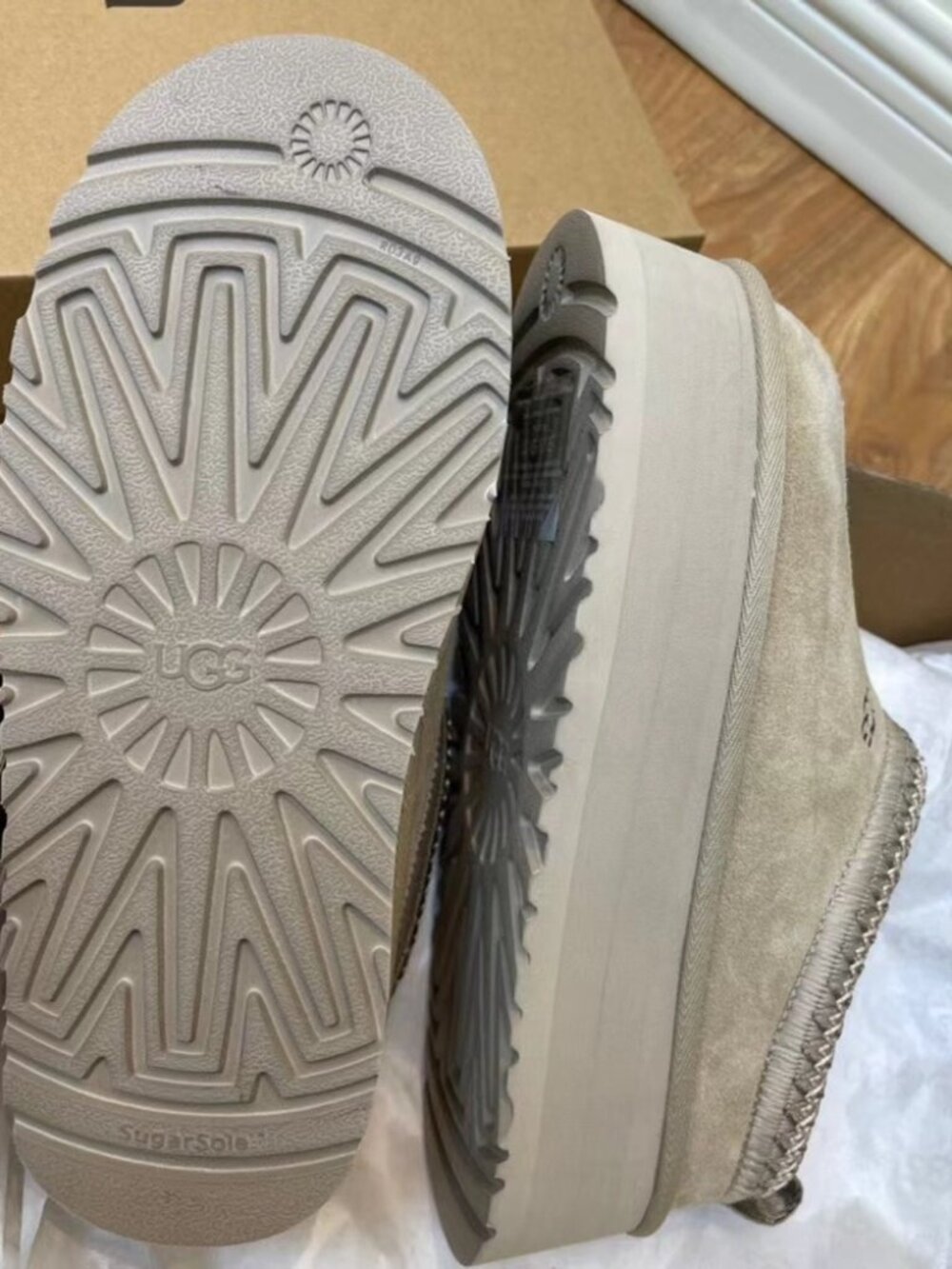 UGG Tazz Platform Slipper Clogs Tasman Braid Neutral Suede - Picture 6 of 6